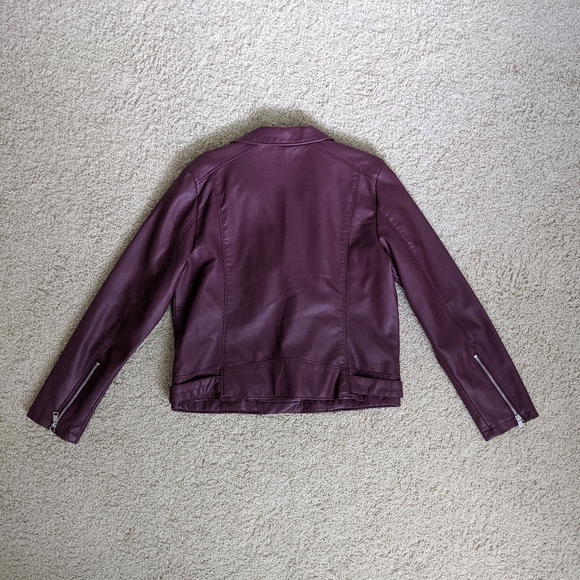 Burgundy Faux Leather Jacket - Picture 3 of 3